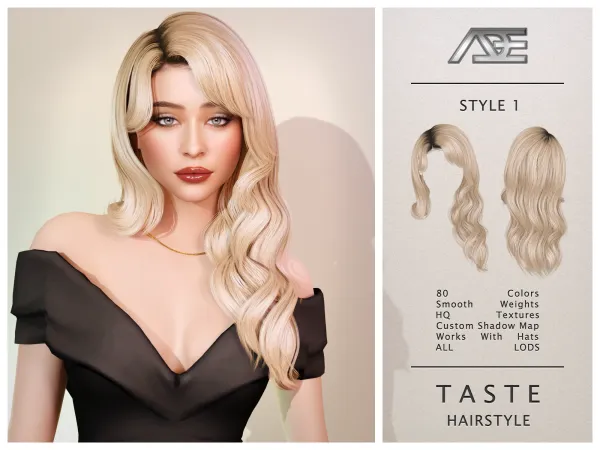 Alpha Taste Style 1 (Hairstyle) - The Sims 4 Custom Content