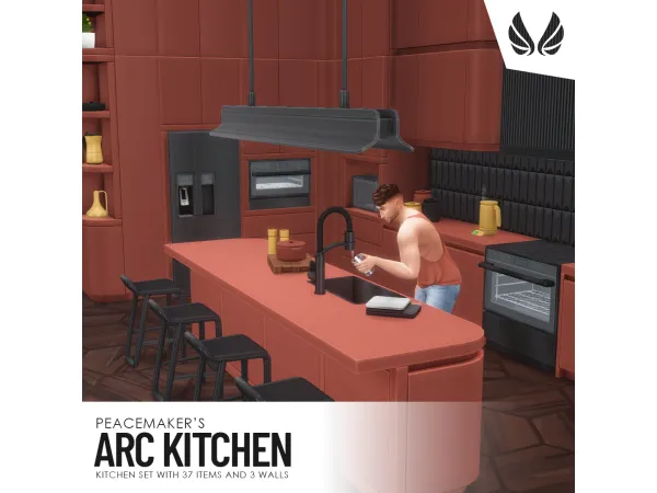 Maxis Match ARC Kitchen Kitchen Set with 37 Items and 3 Walls by simsationaldesigns - The Sims 4 Custom Content