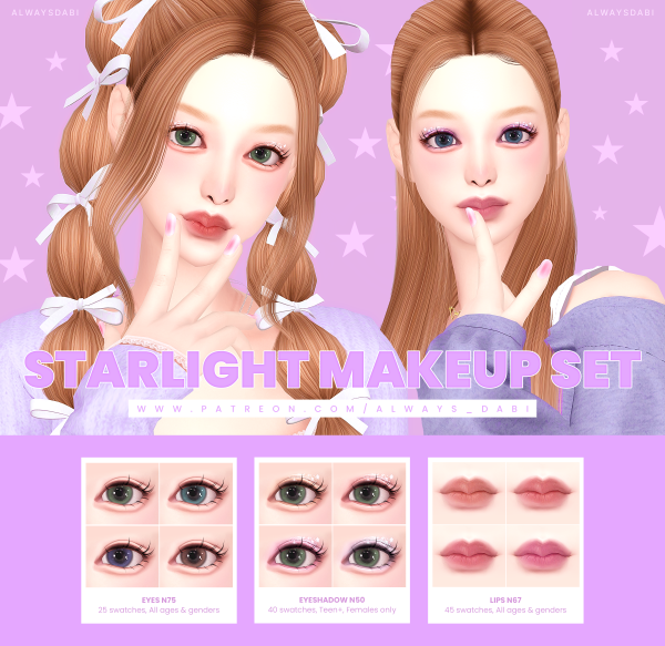 Mix [AlwaysDabi] Starlight Makeup Set by simsfinds - The Sims 4 Custom Content