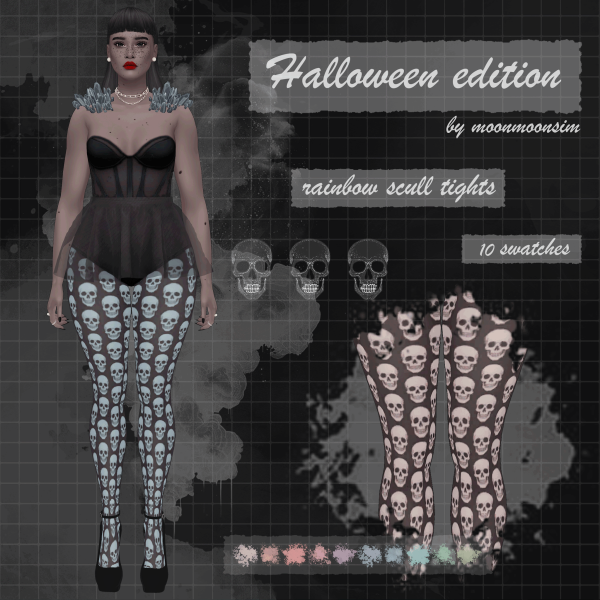 Mix Halloween rainbow scull tights M02 by simsfinds - The Sims 4 Custom Content