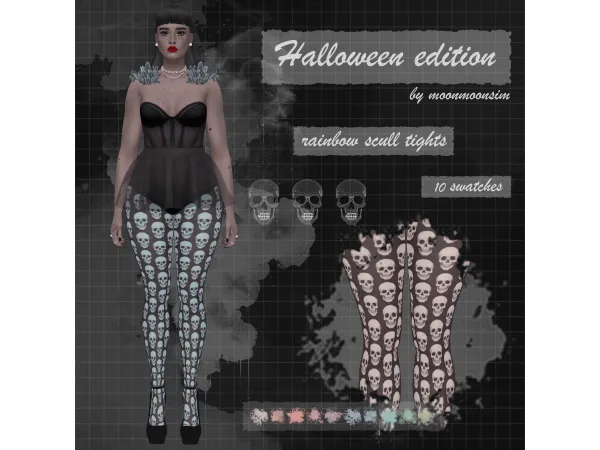 Mix Halloween rainbow scull tights M02 by moonmoonsim - The Sims 4 Custom Content