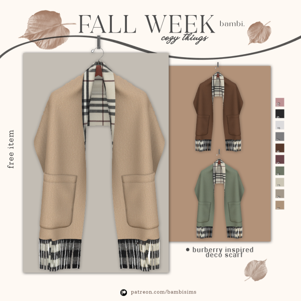 Alpha fall week deco scarf ( freebies ) by bambisims - The Sims 4 Custom Content