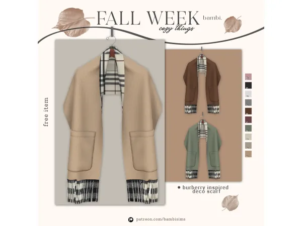Alpha fall week deco scarf ( freebies ) - The Sims 4 Custom Content
