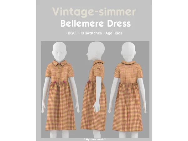 Alpha Alpha Dress for Kids simmer by vintage - The Sims 4 Custom Content