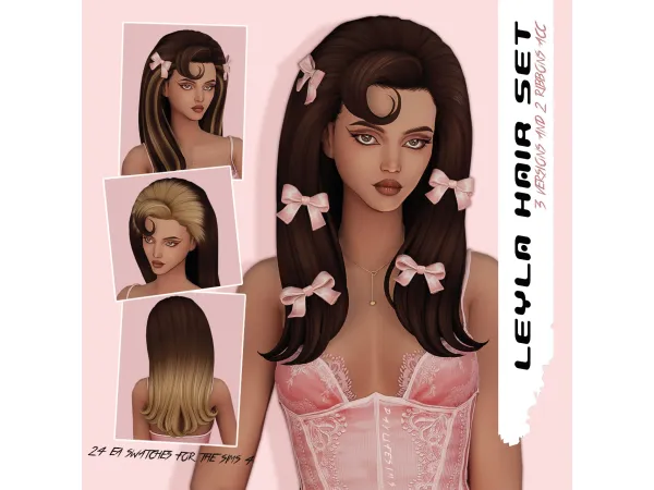 Maxis Match LEYLA HAIR SET by daylifesims - The Sims 4 Custom Content