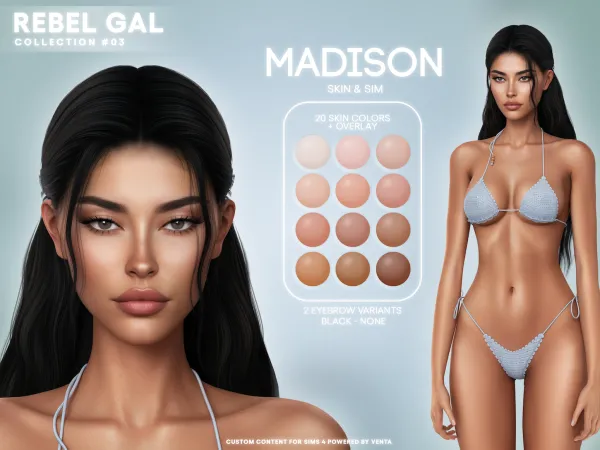 Alpha Rebel Gal Madison Skin (Gift) - The Sims 4 Custom Content