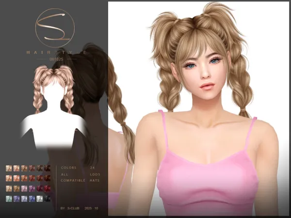 Alpha S Club_081025_ double braids hairstyle - The Sims 4 Custom Content