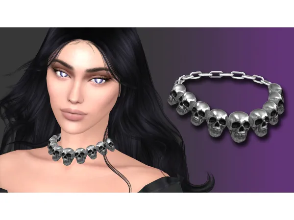 Alpha PARANORMAL METAL SKULLS NECKLACE by NataliS - The Sims 4 Custom Content