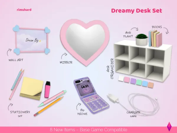 Maxis Match Dreamy Desk Set by rimshard - The Sims 4 Custom Content