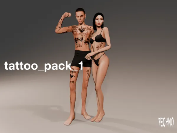 Mix tattoo_pack_1 by 7ECHNO - The Sims 4 Custom Content