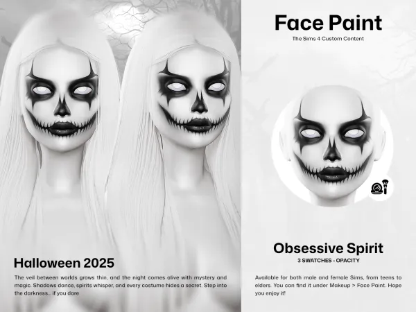 Alpha CUZISLAY Obsessive Spirit Face Paint - The Sims 4 Custom Content