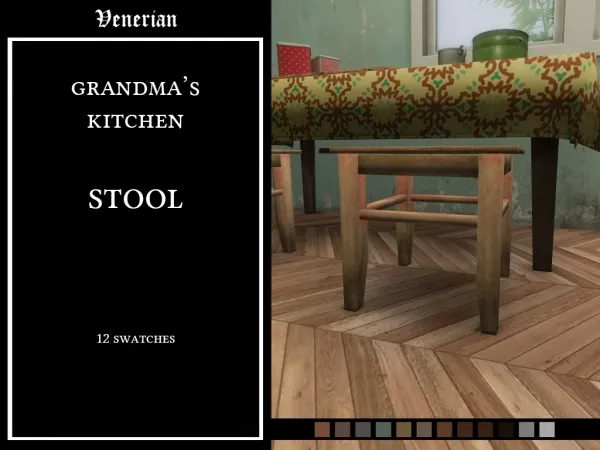 Alpha Grandma's Kitchen Stool by Venerian - The Sims 4 Custom Content