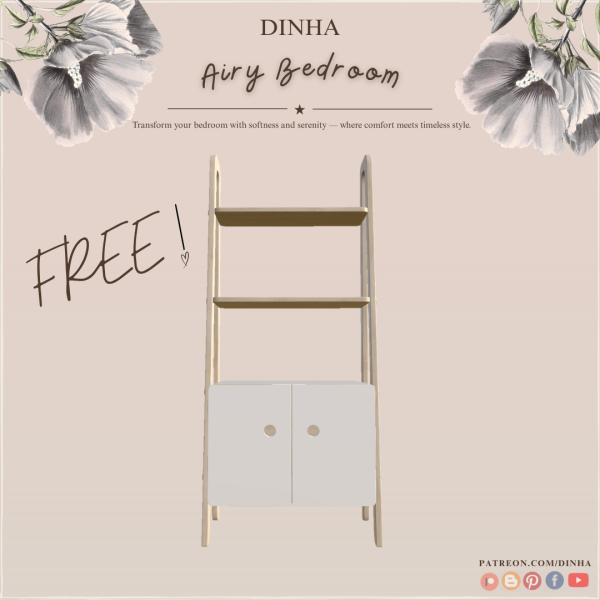 Alpha Airy Bedroom Shelf by dinhagamer - The Sims 4 Custom Content
