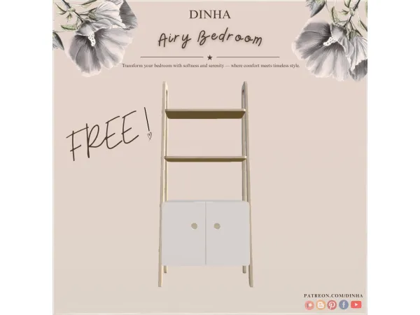 Alpha Airy Bedroom Shelf - The Sims 4 Custom Content
