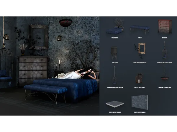 Alpha Creepy Sleepy Bedroom - The Sims 4 Custom Content