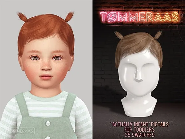 Alpha Tu00d8MMERAAS Actually Infant Pigtails for Toddlers - The Sims 4 Custom Content
