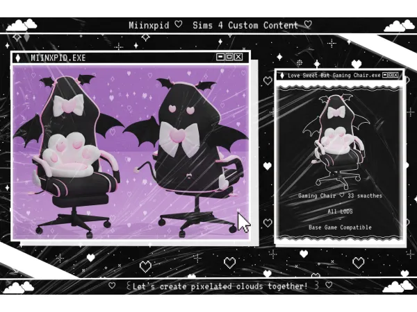 Mix [MIINXPID] Love Sweet Bat Gaming Chair - The Sims 4 Custom Content