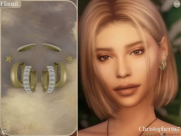 Alpha Flaunt Earrings Christopher067 - The Sims 4 Custom Content
