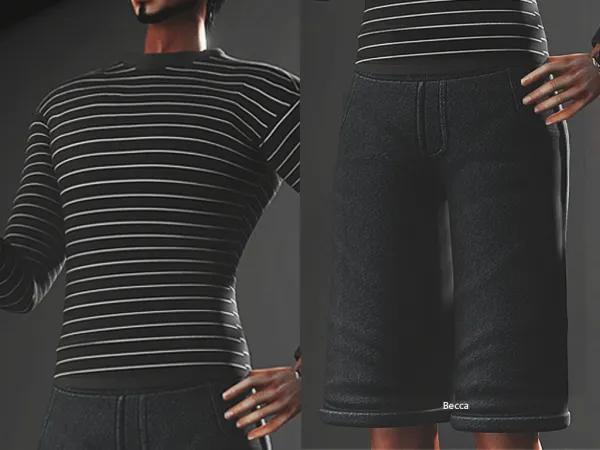Alpha Pugsley Addams Pants Sweater - The Sims 4 Custom Content