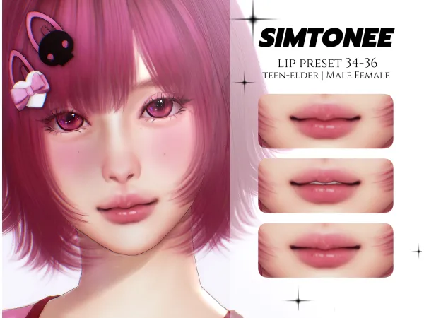 Mix Simtonee Lip Preset 34 36 - The Sims 4 Custom Content