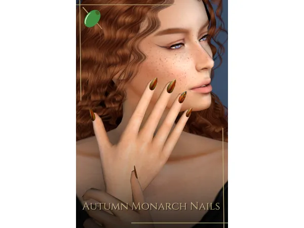 Alpha Autumn Monarch Nails - The Sims 4 Custom Content