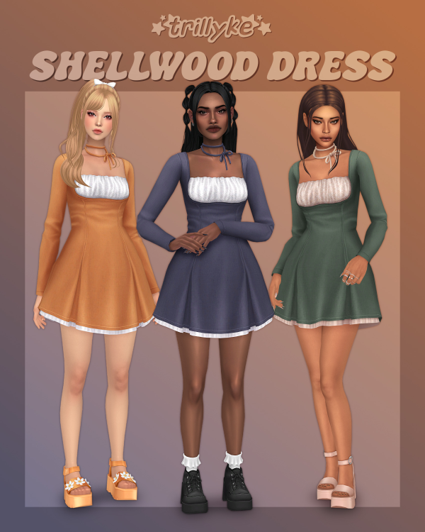 Maxis Match Shellwood Dress by simsfinds - The Sims 4 Custom Content