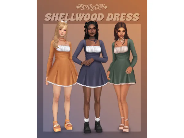 Maxis Match Shellwood Dress by trillyke - The Sims 4 Custom Content