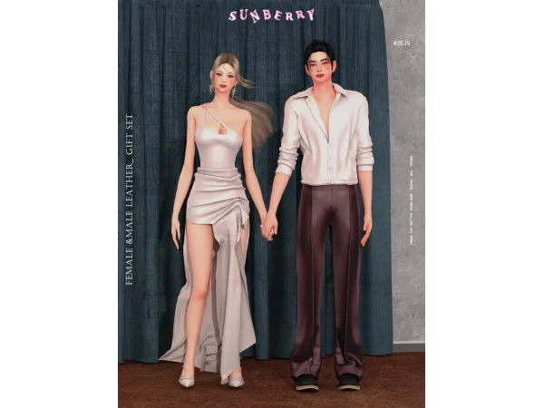Alpha [SUNBERRY] 2515 GIFT SET FEMALE MALE Leather set - The Sims 4 Custom Content