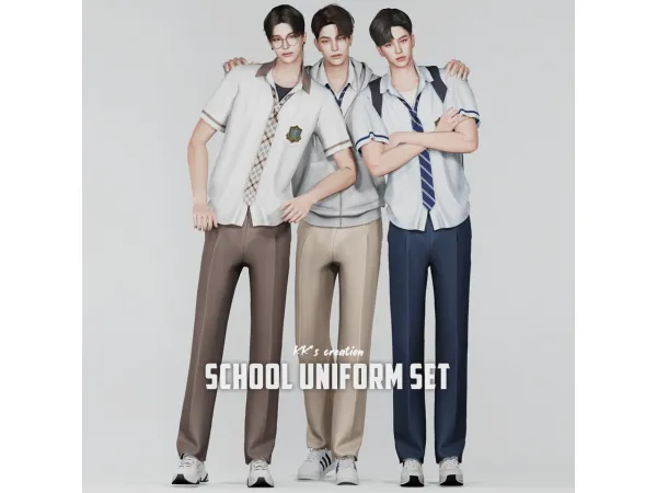 Alpha [KK] School uniform set - The Sims 4 Custom Content