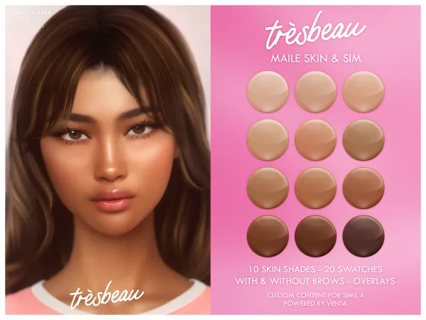 Alpha Tres Beau Maile Skin Part of Skin Pack 02 - The Sims 4 Custom Content