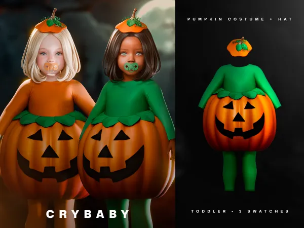 Alpha CRYBABY Pumpkin Costume Hat (Halloween) - The Sims 4 Custom Content