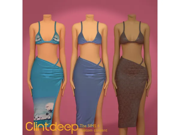 Alpha Fenna Velvet Skirt Set by ClintdeepTS4 - The Sims 4 Custom Content