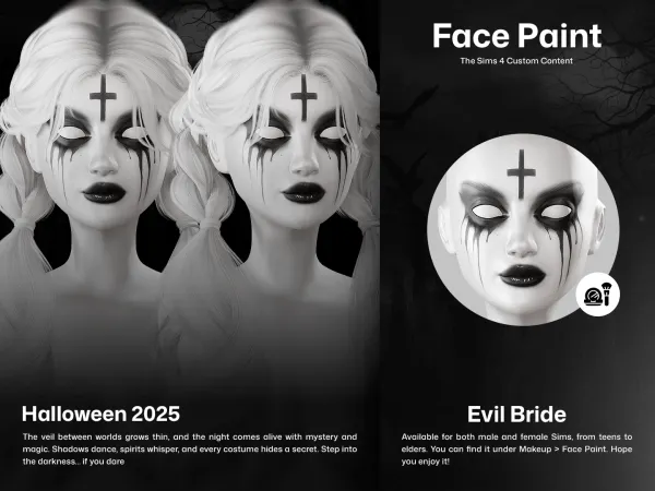 Alpha CUZISLAY Evil Bride Face Paint - The Sims 4 Custom Content