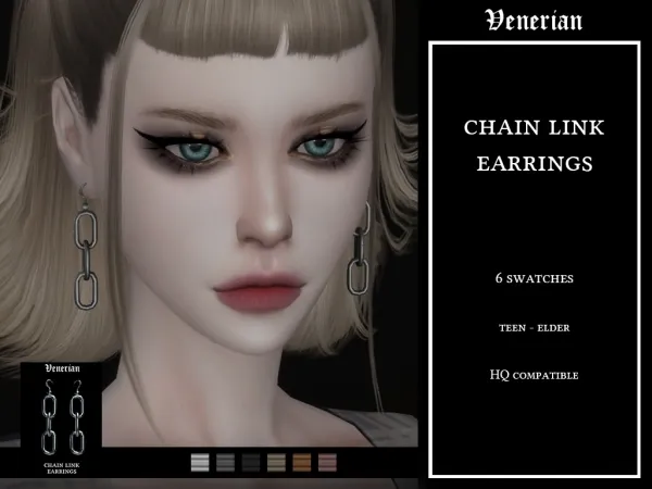 Mix Chain Link Earrings by Venerian - The Sims 4 Custom Content