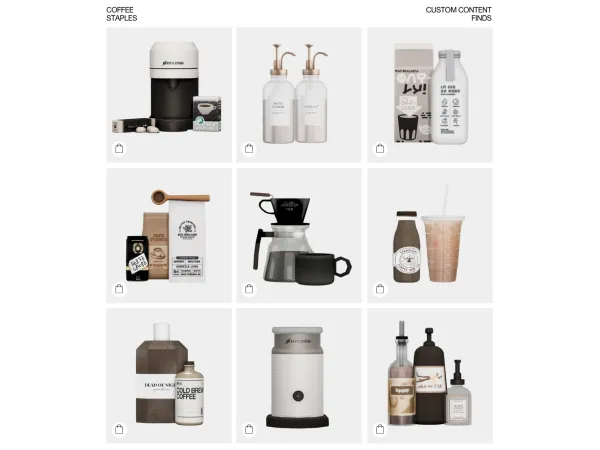 Mix COFFEE STAPLES by pixelglam - The Sims 4 Custom Content