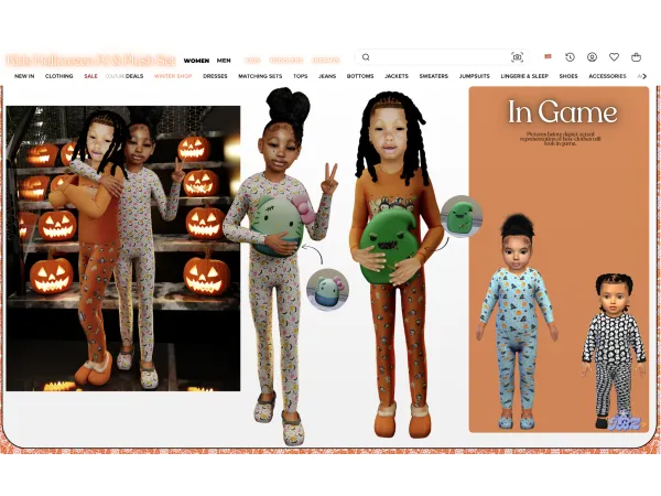Alpha Kids Halloween PJ Plush Set by TBZSimz - The Sims 4 Custom Content