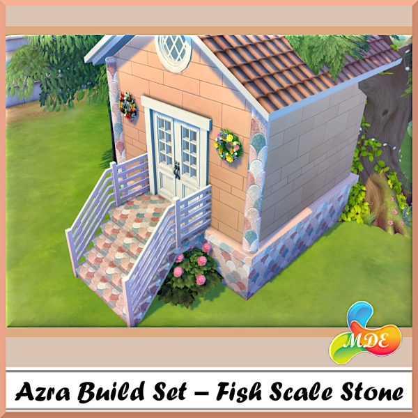 Mix Azra Build Set Fish Scale Stone by mde - The Sims 4 Custom Content