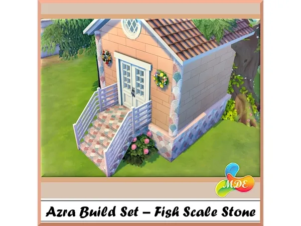 Mix Azra Build Set Fish Scale Stone - The Sims 4 Custom Content