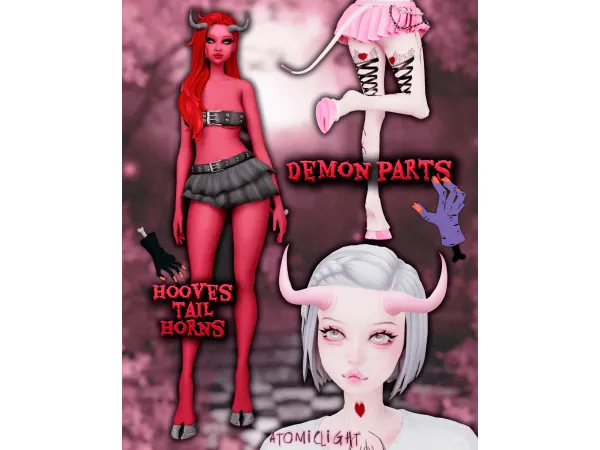 Maxis Match Demon parts Hooves horns tail by atomiclight - The Sims 4 Custom Content