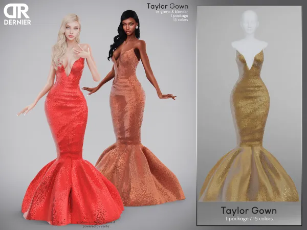 Alpha DERNIER Taylor Gown(Gift) - The Sims 4 Custom Content