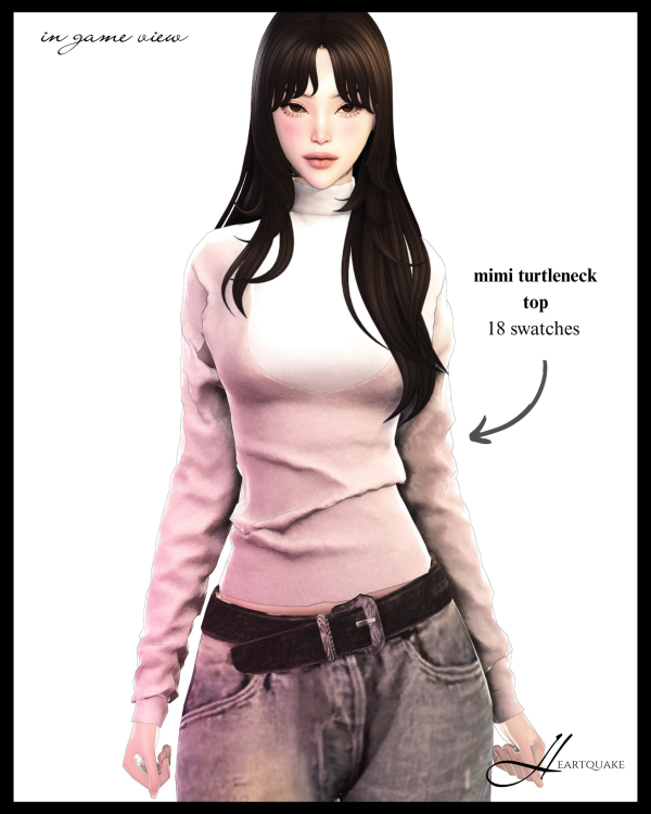 Mix heartquake mimi turtleneck top by simsfinds - The Sims 4 Custom Content
