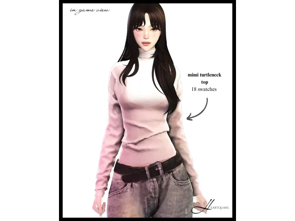 Mix heartquake u2661 mimi turtleneck top - The Sims 4 Custom Content