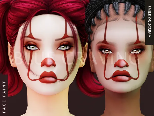 Maxis Match Blue Craving Wicked Clown Face Paint - The Sims 4 Custom Content