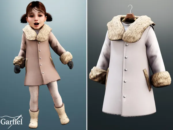 Mix Toddler Winter coat with faux fur trim by Garfiel - The Sims 4 Custom Content