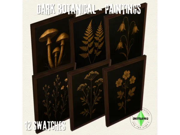 Mix Dark Botanical Paintings by Snotra902 - The Sims 4 Custom Content
