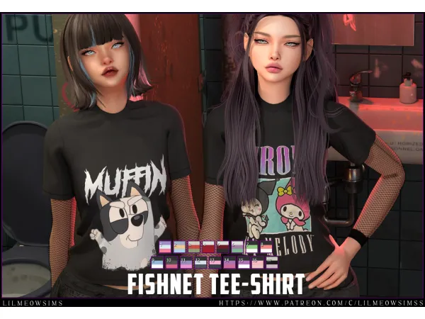 Alpha Fishnet Tee Shirt - The Sims 4 Custom Content