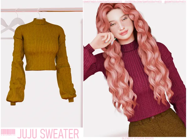 Alpha Juju Sweater by simtographies - The Sims 4 Custom Content