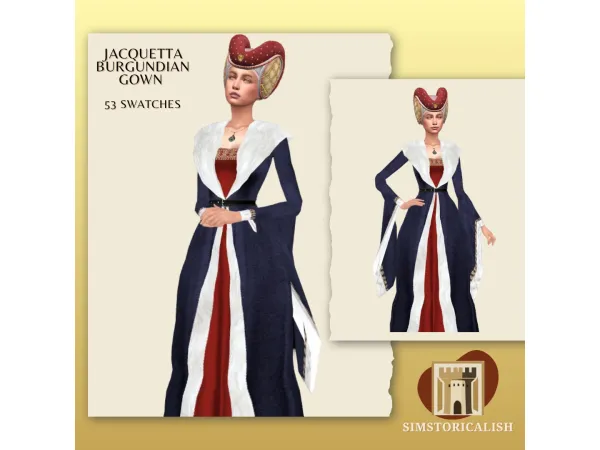 Maxis Match [Simstoricalish] Jacquetta Burgundian Gown - The Sims 4 Custom Content