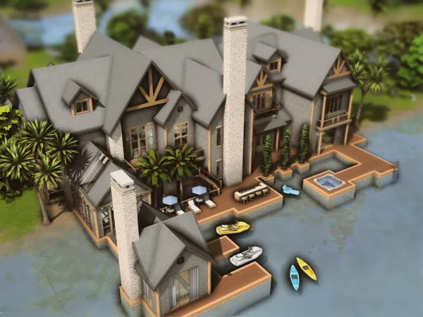 Maxis Match Huge Seaside Mansion (NO ) by plumbobkingdom - The Sims 4 Custom Content