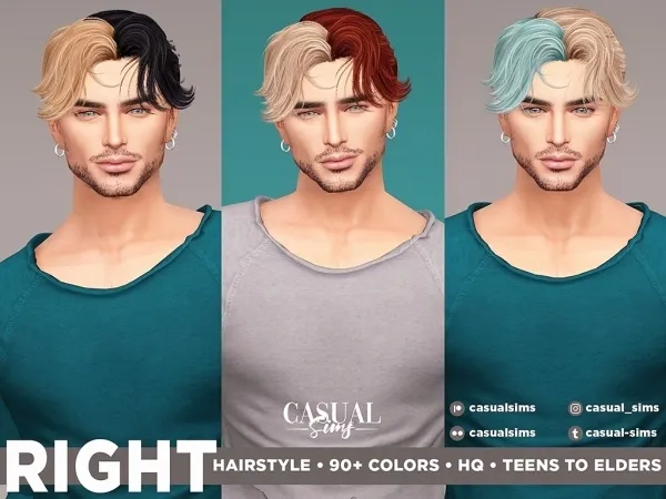 Alpha Right Hairstyle BICOLOR - The Sims 4 Custom Content